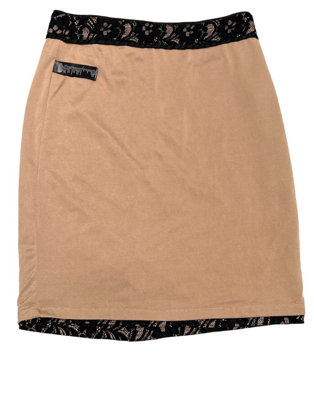 Forever 21 Size Large Black Nude Lace Pencil Skirt Lined Floral Dressy Evening - Picture 7 of 10